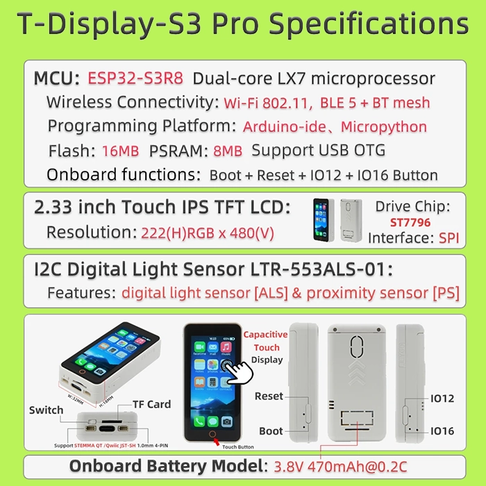 LILYGO T-Display-S3-Pro ESP32-S3