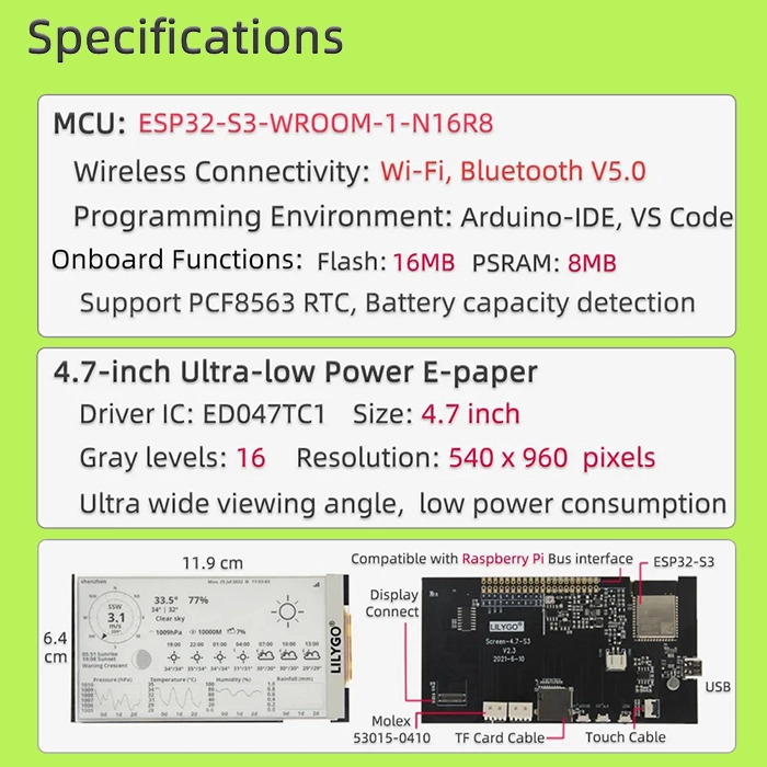 LILYGO T5 4.7 Inch E-paper V2.3 ESP32-S3