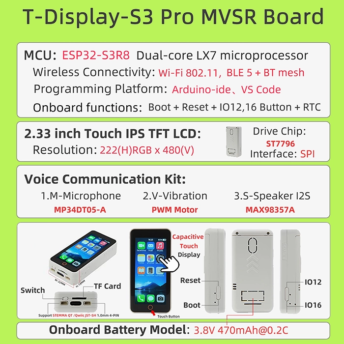 LILYGO T-Display-S3-Pro ESP32-S3