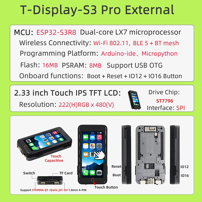 LILYGO T-Display-S3-Pro ESP32-S3