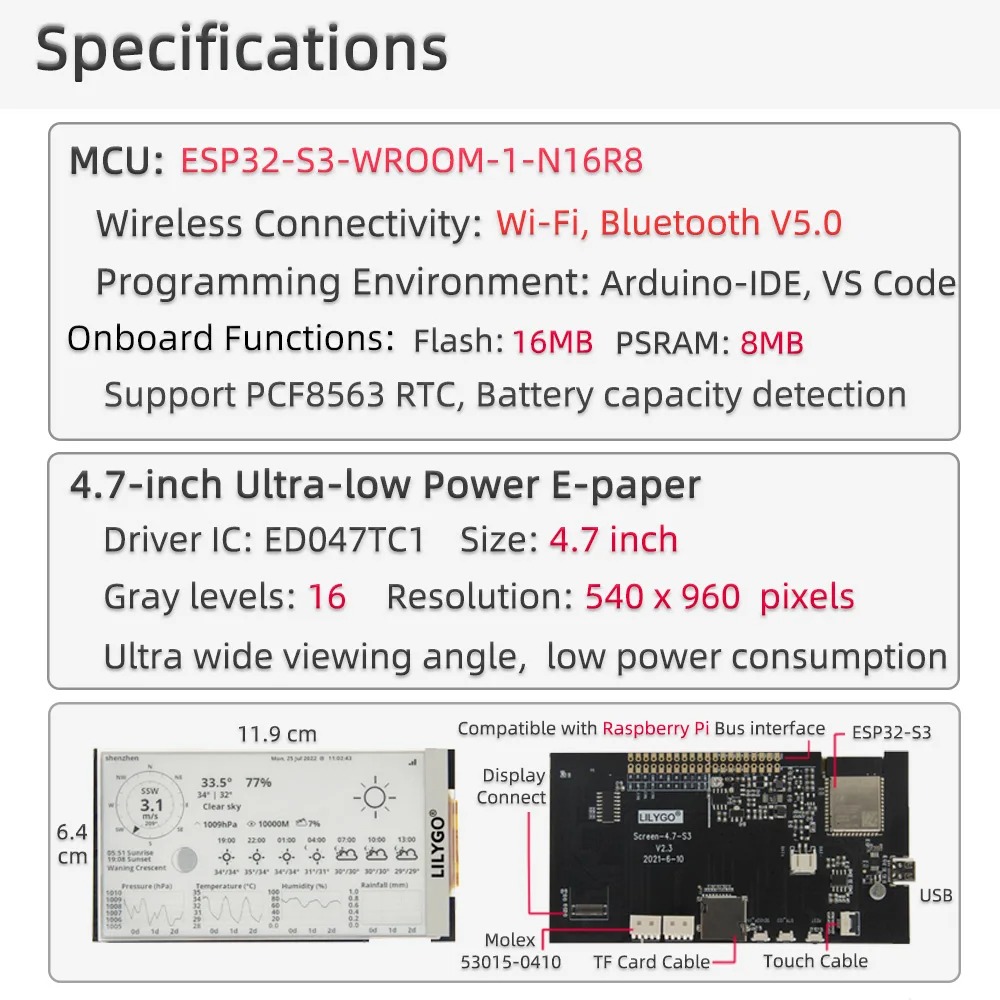 Full Technical Review LILYGO T5 4.7 Inch E-paper V2.3 ESP32-S3 3 LILYGO T5 4.7 Inch E-paper V2.3 ESP32-S3