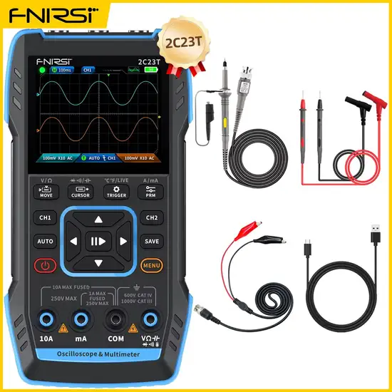 FNIRSI 2C23T AC DC 1000V 10A T-RMS Multimeter Oscilloscope