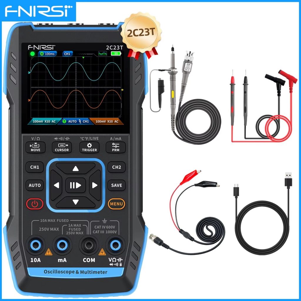 FULL TECHNICAL REVIEW FNIRSI 2C23T 2C53T Upgrade 50MHz Handheld Digital Oscilloscope Multimeter Signal Generator 3 in 1 Dual Channel Automotive Tools 10 Reviews FNIRSI 2C23T 2C53T