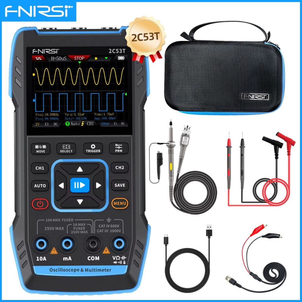 FULL TECHNICAL REVIEW FNIRSI 2C23T 2C53T Upgrade 50MHz Handheld Digital Oscilloscope Multimeter Signal Generator 3 in 1 Dual Channel Automotive Tools 9 Reviews FNIRSI 2C23T 2C53T