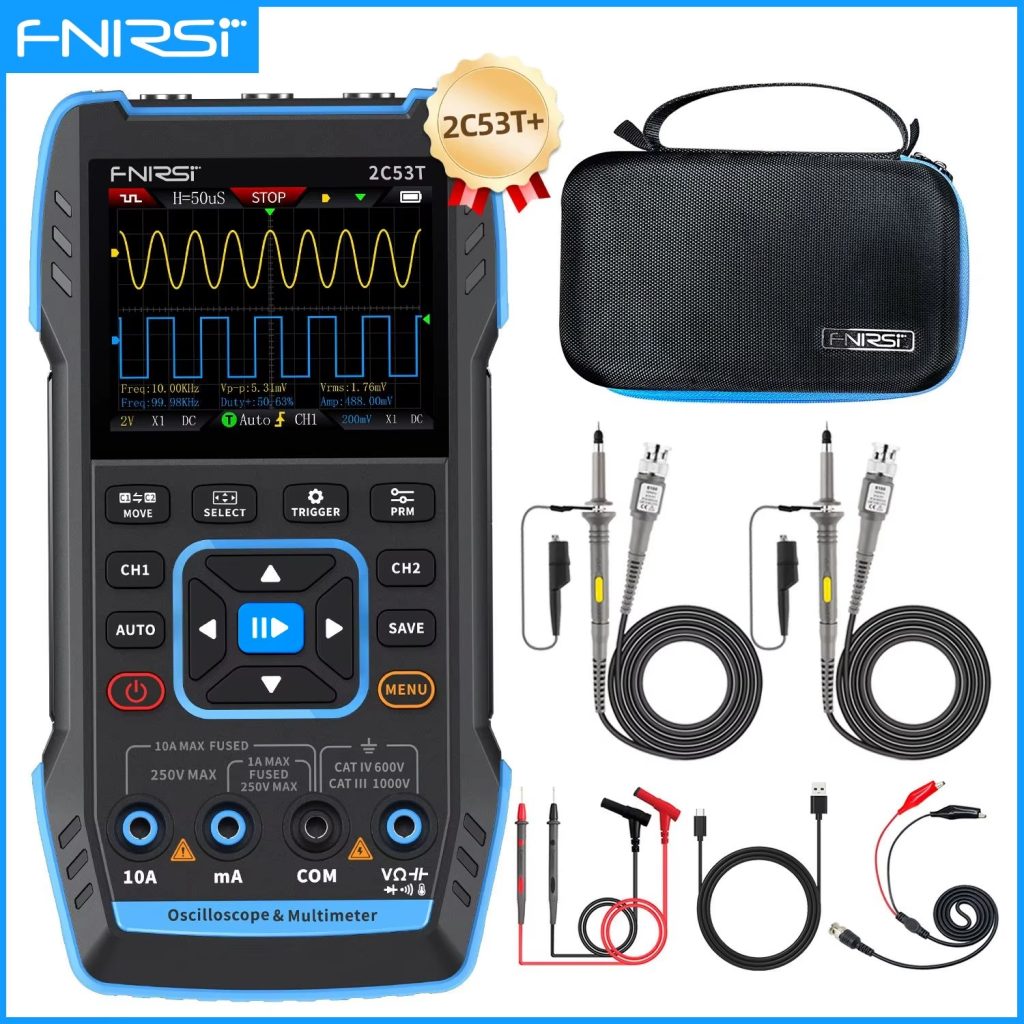 FULL TECHNICAL REVIEW FNIRSI 2C23T 2C53T Upgrade 50MHz Handheld Digital Oscilloscope Multimeter Signal Generator 3 in 1 Dual Channel Automotive Tools 7 Reviews FNIRSI 2C23T 2C53T