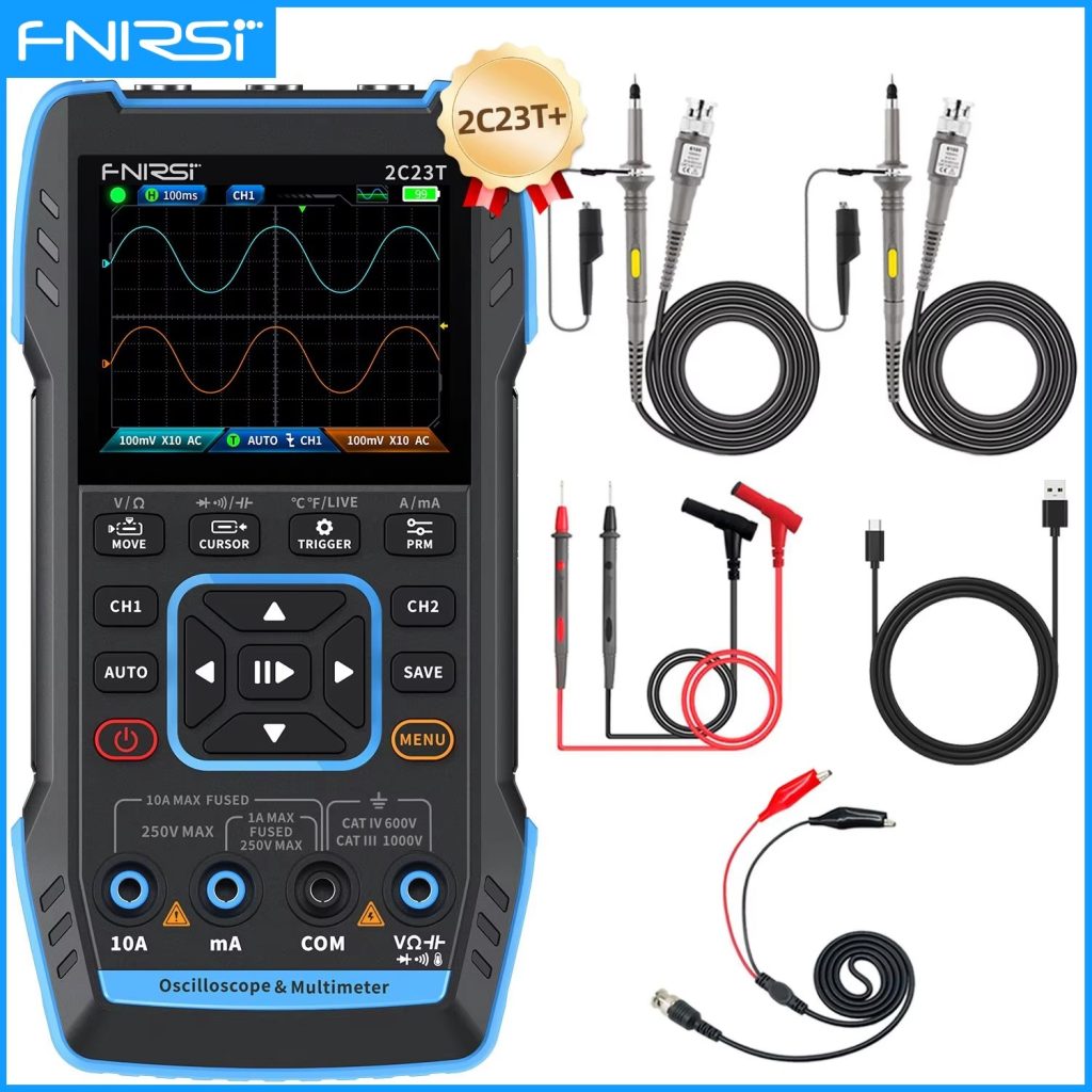 FULL TECHNICAL REVIEW FNIRSI 2C23T 2C53T Upgrade 50MHz Handheld Digital Oscilloscope Multimeter Signal Generator 3 in 1 Dual Channel Automotive Tools 8 Reviews FNIRSI 2C23T 2C53T