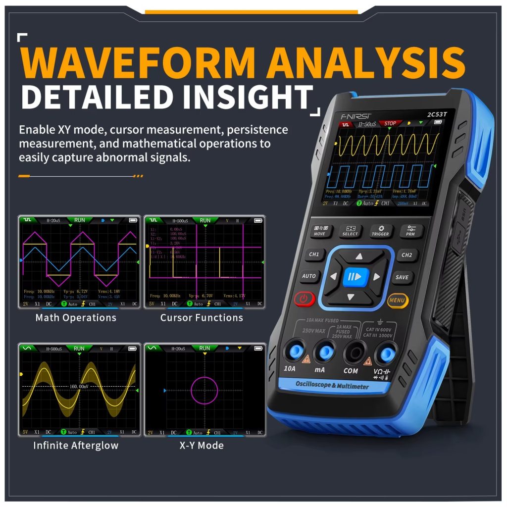 FULL TECHNICAL REVIEW FNIRSI 2C23T 2C53T Upgrade 50MHz Handheld Digital Oscilloscope Multimeter Signal Generator 3 in 1 Dual Channel Automotive Tools 6 Reviews FNIRSI 2C23T 2C53T