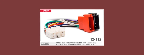 CARAV 12-112 ISO adapter pinout ACURA, FIAT, HONDA, NISSAN, OPEL, SUZUKI