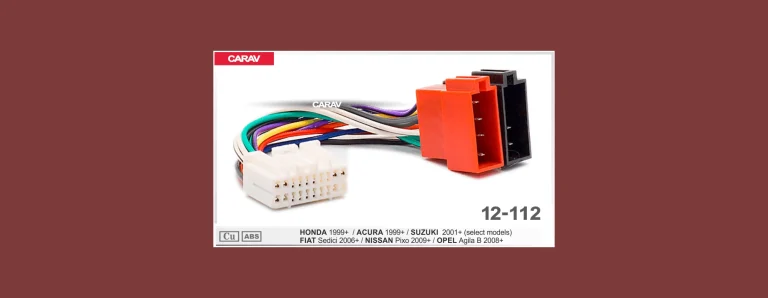 CARAV 12-112 ISO adapter pinout ACURA, FIAT, HONDA, NISSAN, OPEL, SUZUKI