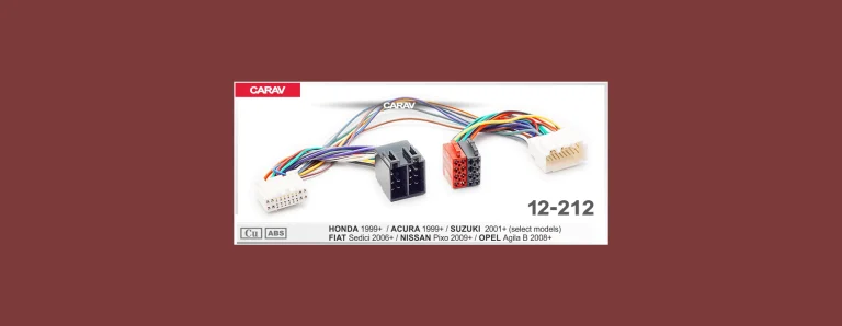 CARAV 12-212 ISO adapter pinout ACURA, FIAT, HONDA, NISSAN, OPEL, SUZUKI