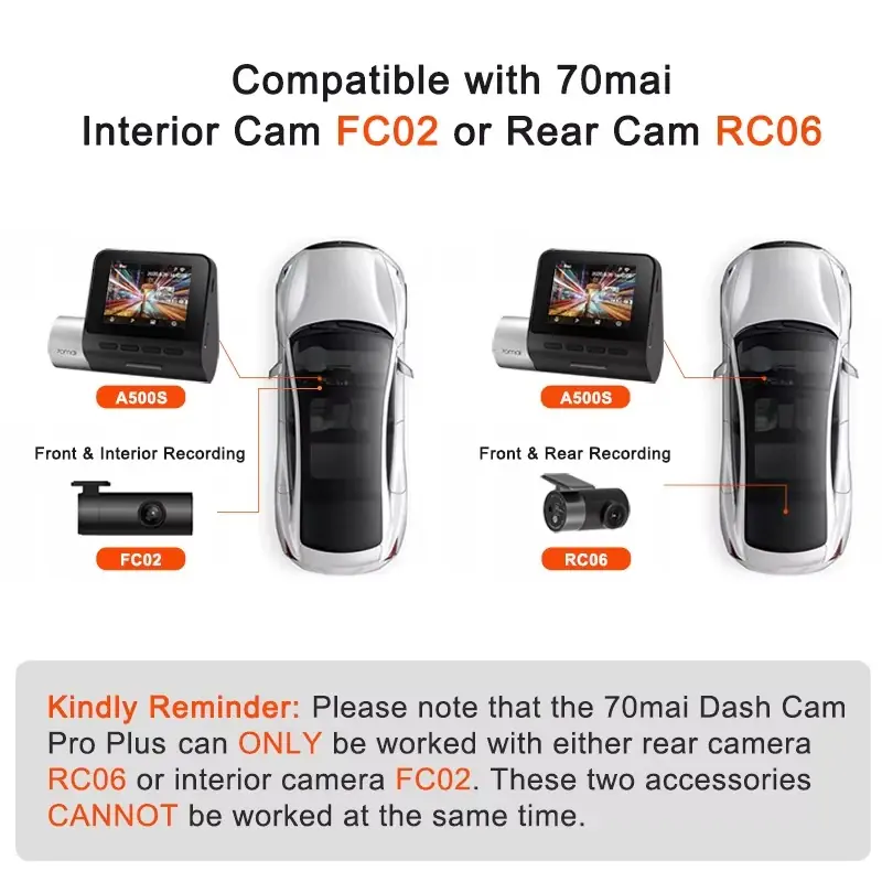 70mai Dash Cam Pro Plus A500S NT96580