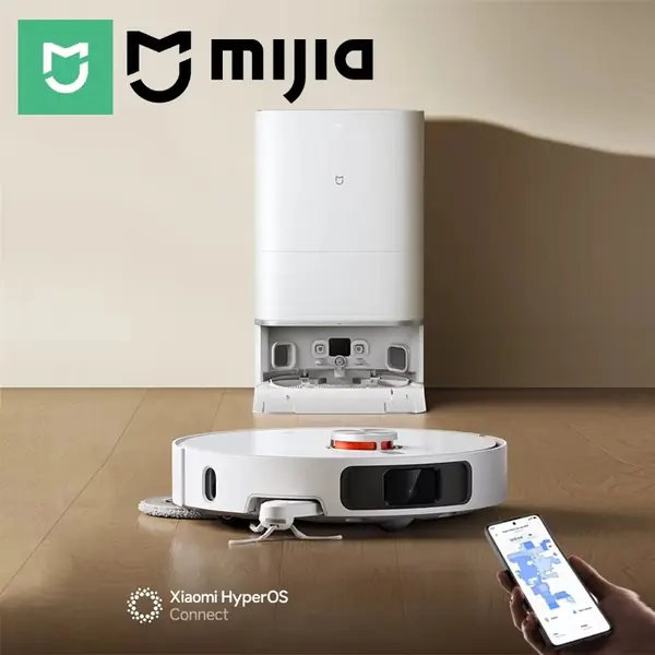 Product Model: D110CN  Brand Name: MIJIA  Origin: Mainland China  Function: Mopping & Sweeping & Suction Type  Installation: Robot  Host Size: 350mm x 350mm x 97mm  Host Net Weight: 4.2Kg  Host Rated Voltage: 14.4V  Host Rated Power: 75W  Host Charging Voltage: 20V  Battery Type: Li-ion  Battery Capacity: 5200mAh (nominal capacity)  Battery Life: 2 hours - 2 hours and 30 minutes  Suction Power: 12,000Pa  Number of Operating Modes: 3-4  Cleaning Route: Intelligent Path Planning (LDS Panoramic Laser Navigation)  Special Suction Nozzle: Wiping & Absorbing Ground Brush  Turbo Brush: Yes  Filter Type: HEPA  Dust Storage Type: Paper Dust Bag  Dust Box Capacity: >2 L (Robot), 75-day antibacterial dust bag (Omni Station)  Liquid Tank Volume: >3L (Omni Station has 4L clean/dirty water tanks)  Bag Or Bagless: With Bag  LCD: No  Remote Control: No (App-controlled)  Timing Reservation: Yes  Voltage (V): 220V (Host and Base)  Cord Length (m): Wireless (Robot operation)  Certification: CB, CE  Base Size: 457mm x 340mm x 588mm  Base Rated Input: 220V-50Hz  Base Rated Output: 20V  Base Power (Hot Water Cleaning State): 1060W  Base Power (Drying + Charging State): 76W  Base Power (Dust Collection State): 1000W  Total Weight: >10 kg (Likely total package or base weight)  Obstacle Crossing Capability: Up to 20mm